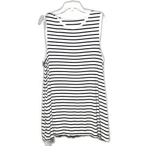Daily Ritual Blouse Tank Top Black & White Stripe Loose Long Stretch Women sz XL